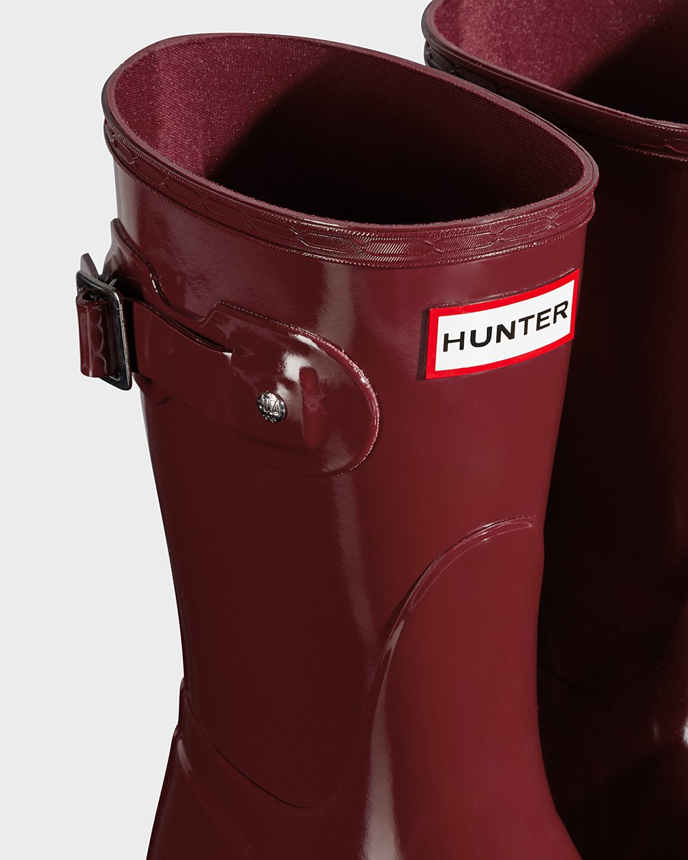 Hunter Original Gloss Short Rain Boots - Clearance Sale Womens Grey Red - YCQULP425